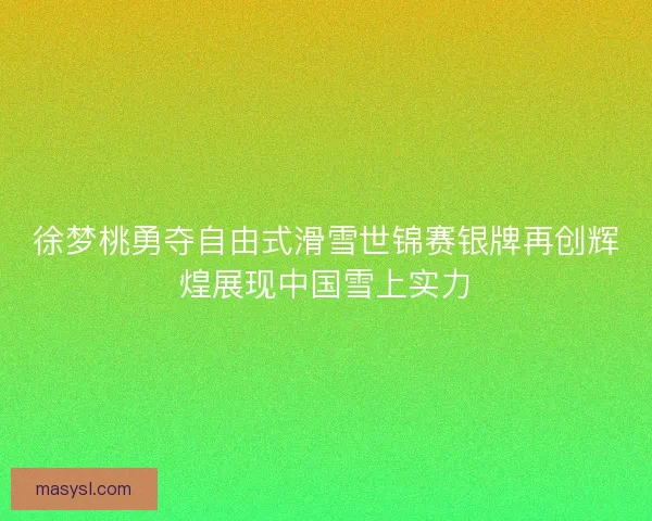 徐梦桃勇夺自由式滑雪世锦赛银牌再创辉煌展现中国雪上实力