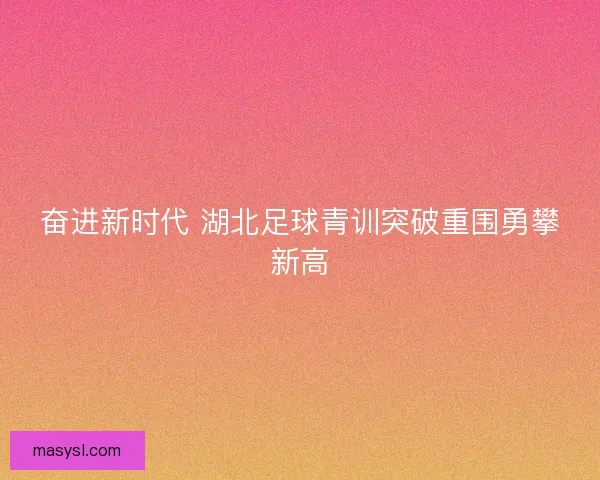 奋进新时代 湖北足球青训突破重围勇攀新高